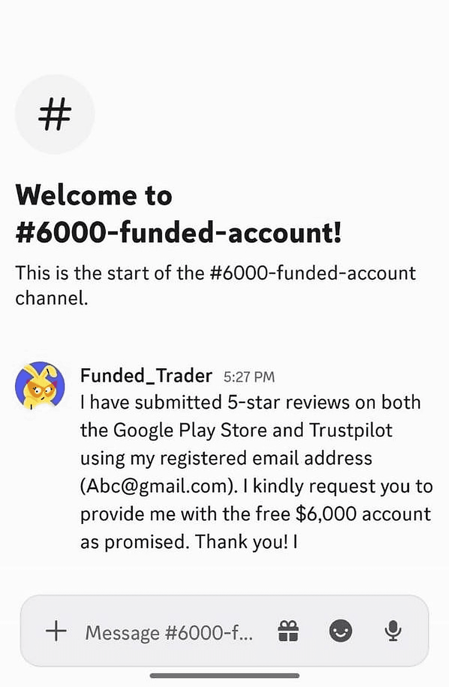 Discord Channel Review Proof Submission Screenshot