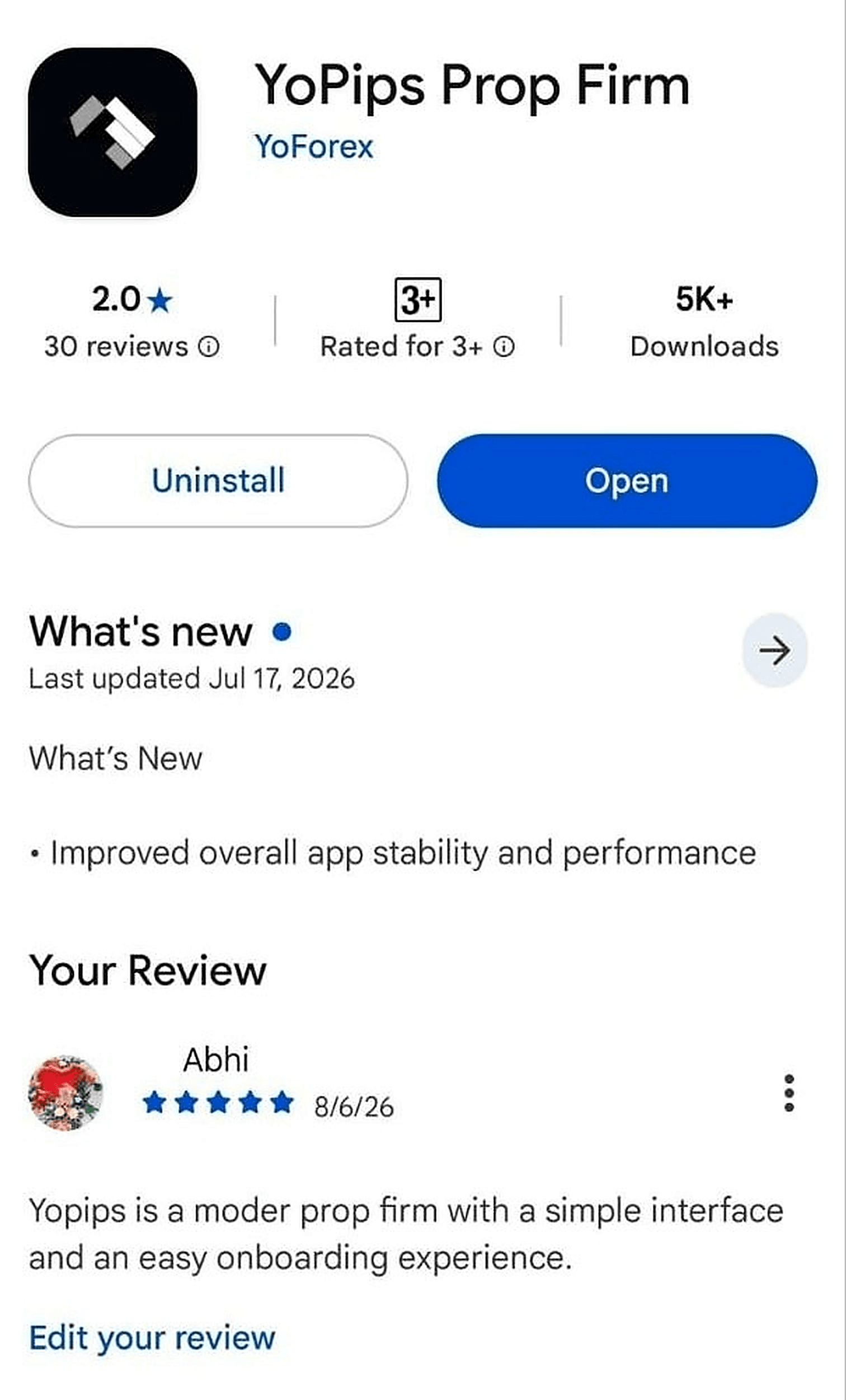 Google Play Store 5-Star Review Screenshot