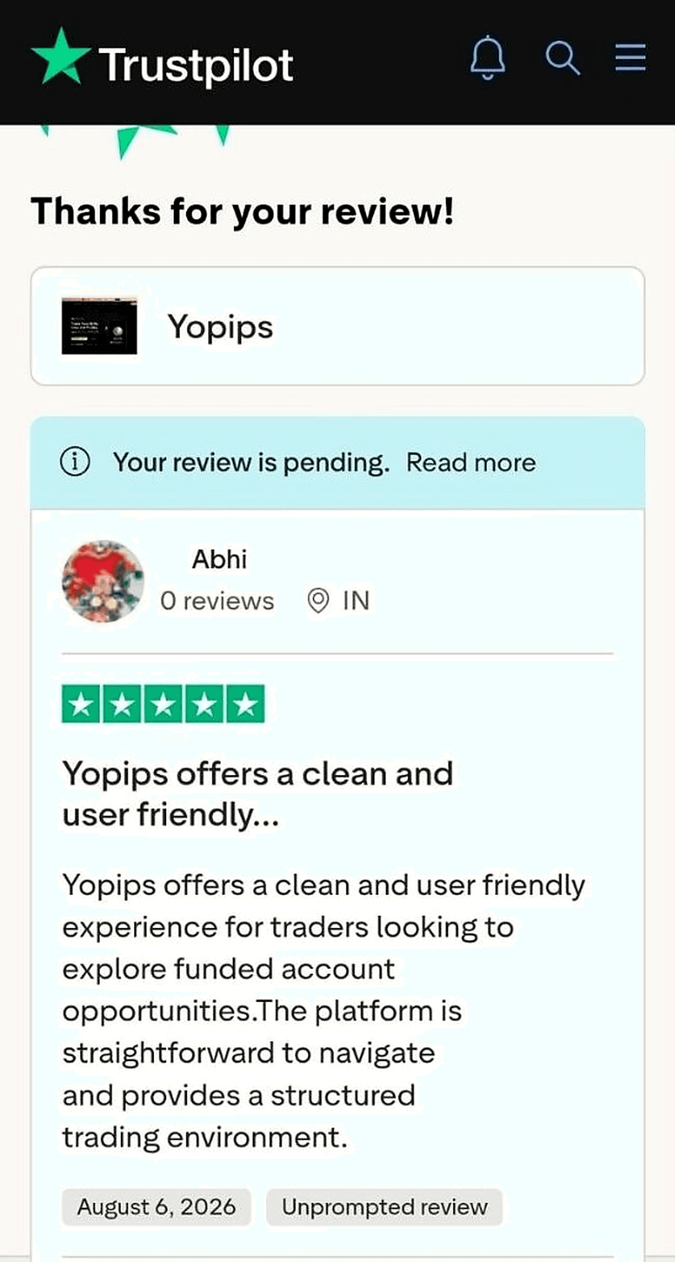 Trustpilot 5-Star Review Screenshot