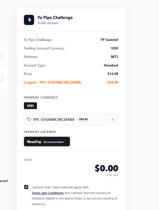 Step 3 — Enter a coupon code in the promo field