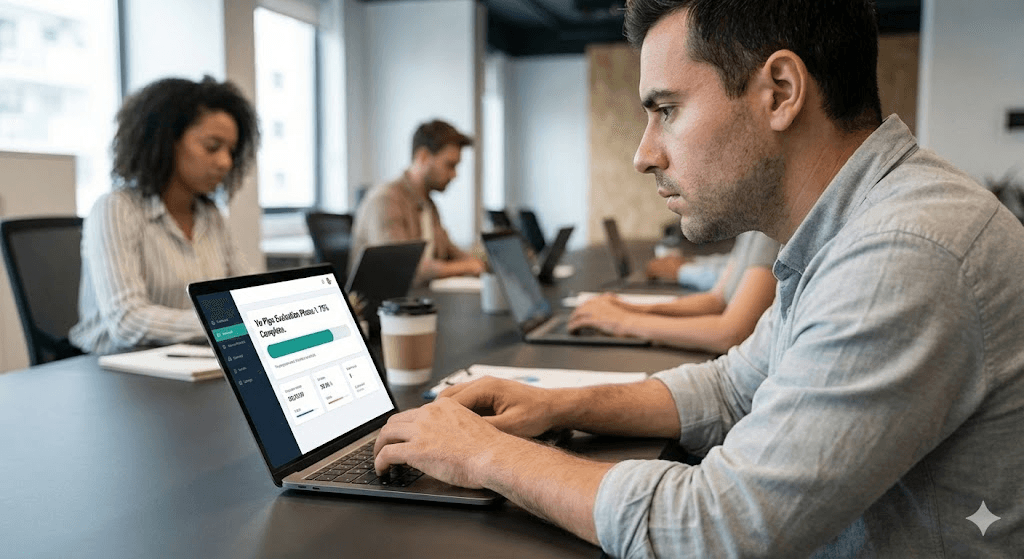 Modern fintech office interior